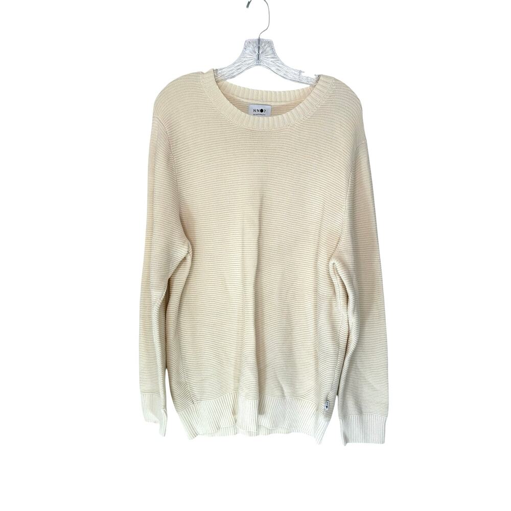 NN07 No Nationality Men's Cream Basic Loke Casual Knit Crew Neck Sweater Size XL